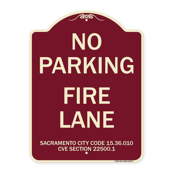 Sacramento No Parking Fire Lane City Code 15.36.010 CVC Section 22500.1, A-DES-BU-1824-22973
